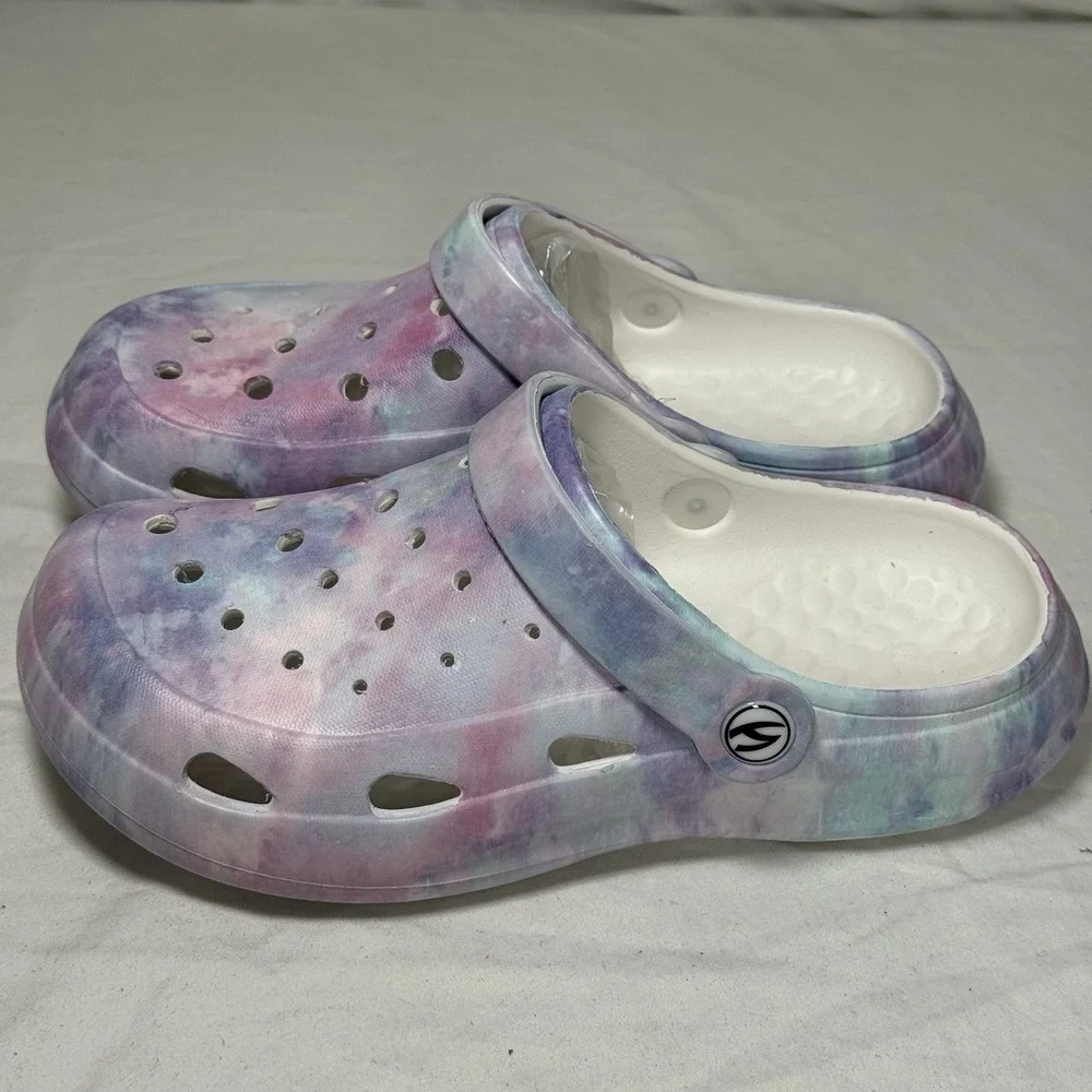Kids Tie Dye Clogs Slides Sandals Size US 4 EU‎ 35 Slip On Lightweight Comfort
